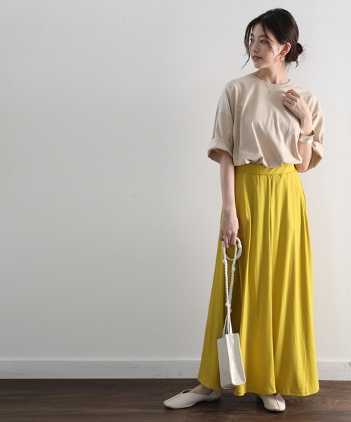 classicalelf（クラシカルエルフ）の「Classical Elf オーバーサイズ ロング丈バックプリント無地クルーネックロゴビッグTシャツ（半袖）（Tシャツ/カットソー・レディース・ホワイト/ブラック/杢グレー/ブラウン/ベージュ/グリーン・MEDIUM/LARGE/X-LARGE）」の12枚目の写真