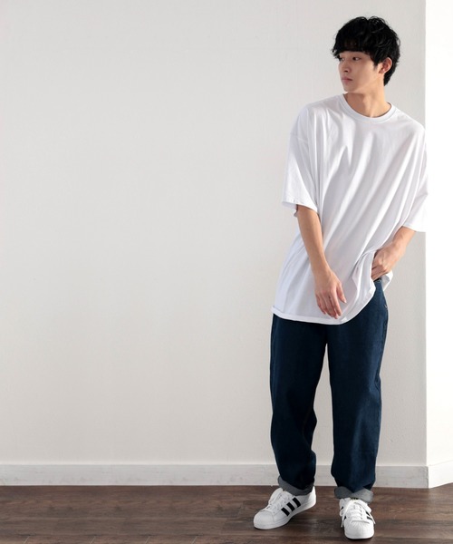 classicalelf（クラシカルエルフ）の「Classical Elf オーバーサイズ ロング丈バックプリント無地クルーネックロゴビッグTシャツ（半袖）（Tシャツ/カットソー・レディース・ホワイト/ブラック/杢グレー/ブラウン/ベージュ/グリーン・MEDIUM/LARGE/X-LARGE）」の19枚目の写真