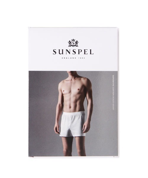 【新品・未開封】SUNSPELスーパーファイン ローウエスト トランクス　メンズ シーアイランドコットンボクサーショーツ（White）| Sunspel