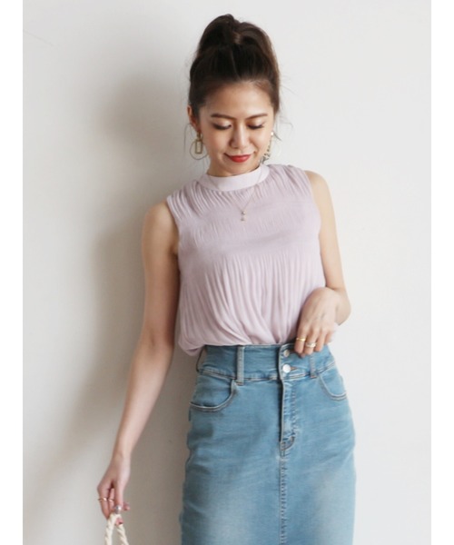 ROYAL PARTY（ロイヤルパーティー）の「マジョリカプリーツブラウス（シャツ/ブラウス・レディース・ブラック/パープル/オフホワイト・FREE）」の5枚目の写真