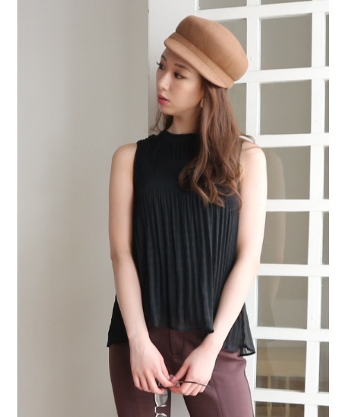 ROYAL PARTY（ロイヤルパーティー）の「マジョリカプリーツブラウス（シャツ/ブラウス・レディース・ブラック/パープル/オフホワイト・FREE）」の6枚目の写真