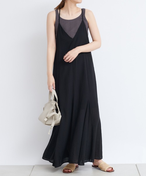 DouDou（ドゥドゥ）の「フレアキャミワンピース（ワンピース・レディース・ブラック/カーキ・FREE）」の2枚目の写真