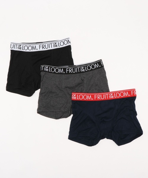 FRUIT OF THE LOOM（フルーツオブザルーム）の「3P TCフライス ボクサー / メンズアンダーウェア / ベーシックカラー / 3枚セット / ウエストロゴ（ボクサーパンツ・メンズ・ブラック/ネイビー・M/L/XL）」の2枚目の写真