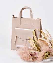folka | 【Les Porter Cuir】ヴィーガンレザー フェイクレザー スクエア トートバッグ【A4サイズ】ショルダー付ポケット 【バイヤーセレクト トレンドアイテム】(トートバッグ)