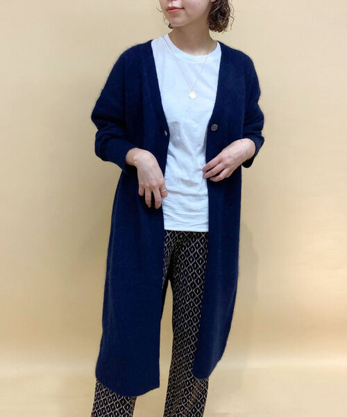 fredy emue(フレディエミュ)の「【WEB限定】ラクーン混ロングカーディガン(カーディガン/ボレロ・レディース・ライトグレー/ダークネイビー/ラベンダー・38)」の1枚目の写真