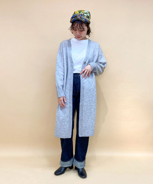 fredy emue(フレディエミュ)の「【WEB限定】ラクーン混ロングカーディガン(カーディガン/ボレロ・レディース・ライトグレー/ダークネイビー/ラベンダー・38)」の10枚目の写真