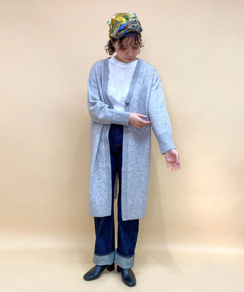 fredy emue(フレディエミュ)の「【WEB限定】ラクーン混ロングカーディガン(カーディガン/ボレロ・レディース・ライトグレー/ダークネイビー/ラベンダー・38)」の9枚目の写真