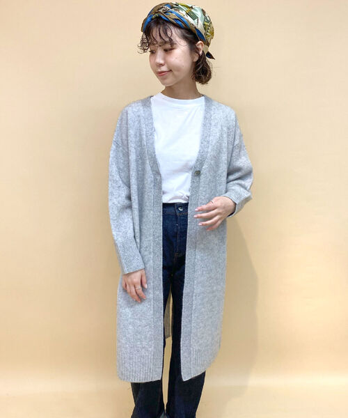 fredy emue(フレディエミュ)の「【WEB限定】ラクーン混ロングカーディガン(カーディガン/ボレロ・レディース・ライトグレー/ダークネイビー/ラベンダー・38)」の8枚目の写真