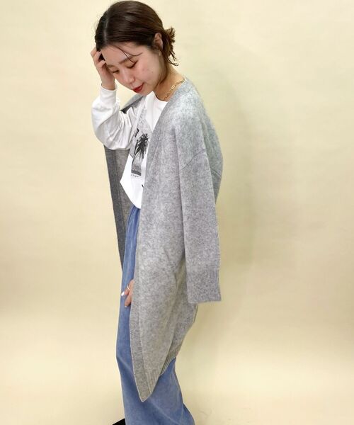 fredy emue(フレディエミュ)の「【WEB限定】ラクーン混ロングカーディガン(カーディガン/ボレロ・レディース・ライトグレー/ダークネイビー/ラベンダー・38)」の7枚目の写真