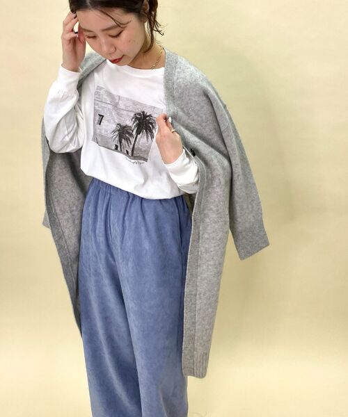 fredy emue(フレディエミュ)の「【WEB限定】ラクーン混ロングカーディガン(カーディガン/ボレロ・レディース・ライトグレー/ダークネイビー/ラベンダー・38)」の4枚目の写真