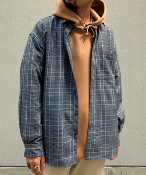 Rageblue レイジブルー の Tr素材 ビッグシルエットチェック柄シャツ 49 シャツ ブラウス Wear
