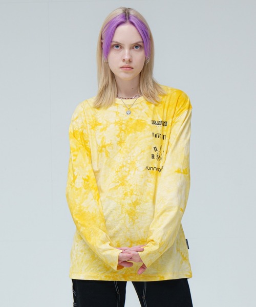 runningHIGH(ランニングハイ)の「runningHIGH/ロゴタイダイロンT 2921656(Tシャツ/カットソー・レディース・ネイビー/マスタード/その他9・FREE)」の1枚目の写真