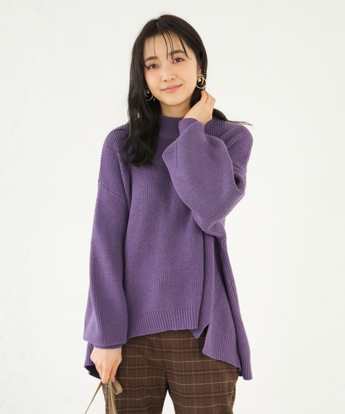 earth music&ecology（アースミュージックアンドエコロジー）の「ハイネック畦ニットプルオーバー　＊（ニット/セーター・レディース・マスタード/モカ/ブラック/ホワイト系その他2/ブルー/チャコールグレー/パープル/ブラウン・FREE）」の7枚目の写真