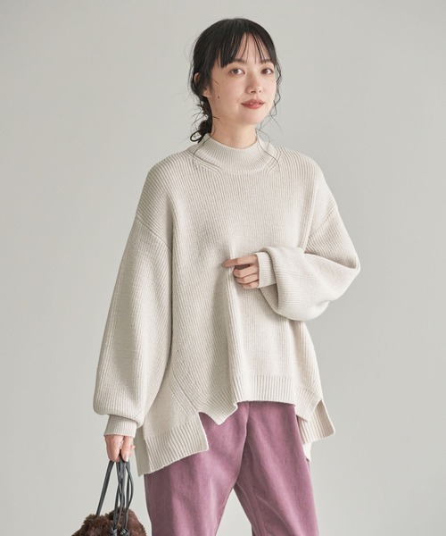 earth music&ecology（アースミュージックアンドエコロジー）の「ハイネック畦ニットプルオーバー　＊（ニット/セーター・レディース・マスタード/モカ/ブラック/ホワイト系その他2/ブルー/チャコールグレー/パープル/ブラウン・FREE）」の2枚目の写真