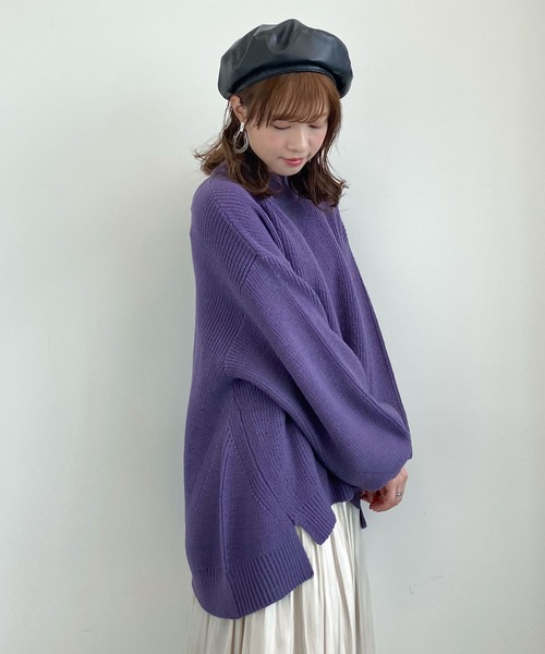 earth music&ecology（アースミュージックアンドエコロジー）の「ハイネック畦ニットプルオーバー　＊（ニット/セーター・レディース・マスタード/モカ/ブラック/ホワイト系その他2/ブルー/チャコールグレー/パープル/ブラウン・FREE）」の10枚目の写真