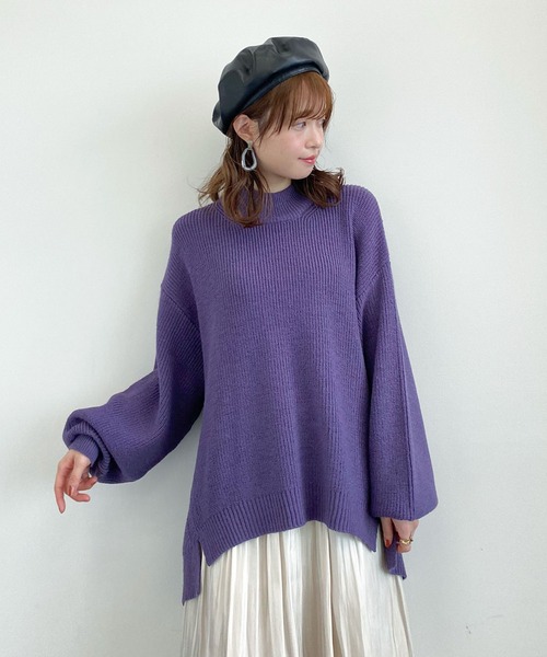 earth music&ecology（アースミュージックアンドエコロジー）の「ハイネック畦ニットプルオーバー　＊（ニット/セーター・レディース・マスタード/モカ/ブラック/ホワイト系その他2/ブルー/チャコールグレー/パープル/ブラウン・FREE）」の9枚目の写真