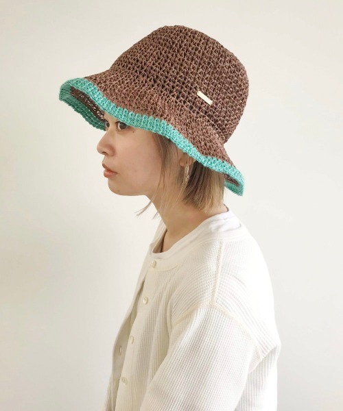 kaorinomori（カオリノモリ）の「【カオリノモリ】ｽﾄﾚｰﾄﾞﾊｯﾄ（ハット・レディース・ベージュ/ブラウン・M/57.5cm）」の3枚目の写真