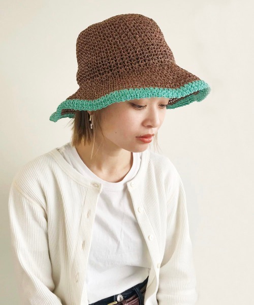 kaorinomori（カオリノモリ）の「【カオリノモリ】ｽﾄﾚｰﾄﾞﾊｯﾄ（ハット・レディース・ベージュ/ブラウン・M/57.5cm）」の4枚目の写真