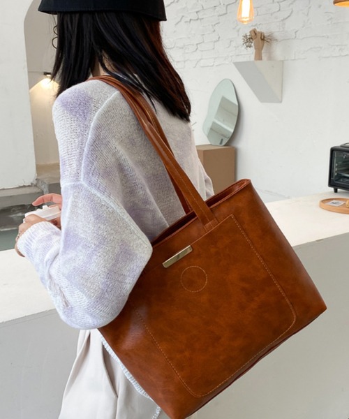 aimoha(アイモハ)の「大容量シンプルトートバッグ(トートバッグ・レディース・ブラック/ピンク/ブラウン/ベージュ・FREE)」の3枚目の写真