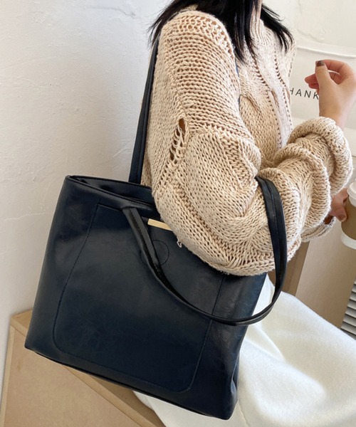 aimoha(アイモハ)の「大容量シンプルトートバッグ(トートバッグ・レディース・ブラック/ピンク/ブラウン/ベージュ・FREE)」の1枚目の写真