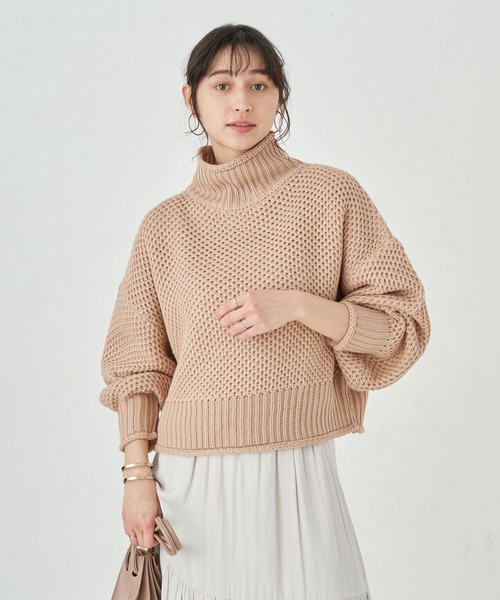 earth music&ecology(アースミュージックアンドエコロジー)の「カノコニットボトルネックプルオーバー *(ニット/セーター・レディース・ライトベージュ/ラベンダー/ミント/アイボリー・FREE)」の3枚目の写真