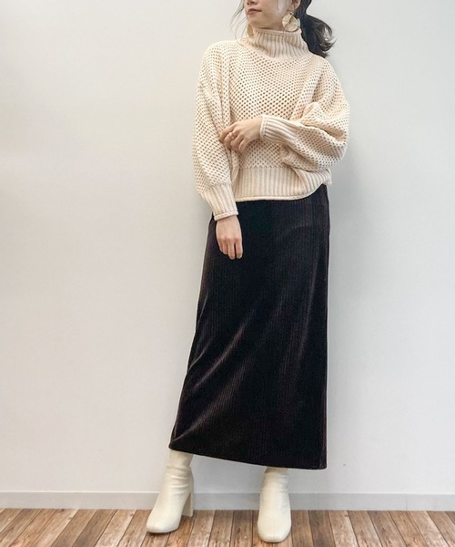 earth music&ecology(アースミュージックアンドエコロジー)の「カノコニットボトルネックプルオーバー *(ニット/セーター・レディース・ライトベージュ/ラベンダー/ミント/アイボリー・FREE)」の7枚目の写真