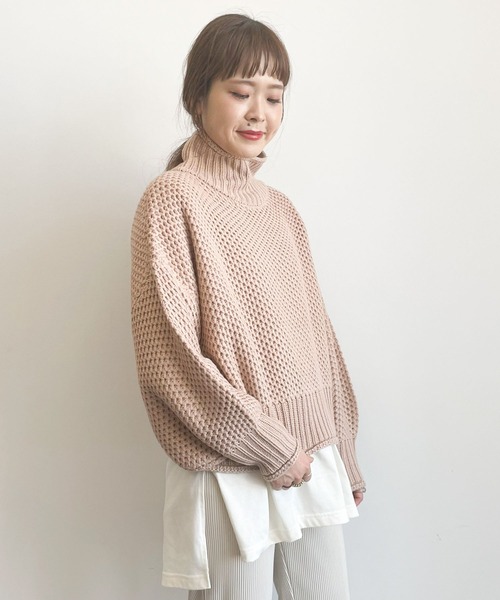 earth music&ecology(アースミュージックアンドエコロジー)の「カノコニットボトルネックプルオーバー *(ニット/セーター・レディース・ライトベージュ/ラベンダー/ミント/アイボリー・FREE)」の10枚目の写真