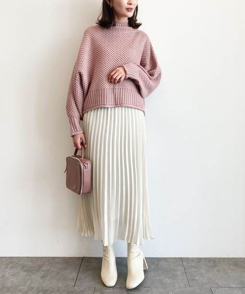 earth music&ecology(アースミュージックアンドエコロジー)の「カノコニットボトルネックプルオーバー *(ニット/セーター・レディース・ライトベージュ/ラベンダー/ミント/アイボリー・FREE)」の15枚目の写真