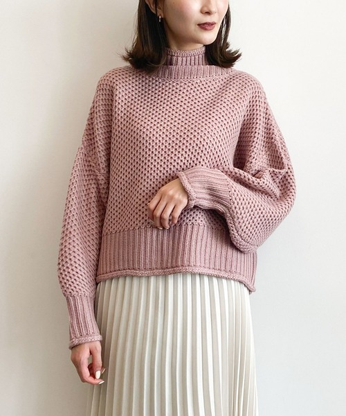 earth music&ecology(アースミュージックアンドエコロジー)の「カノコニットボトルネックプルオーバー *(ニット/セーター・レディース・ライトベージュ/ラベンダー/ミント/アイボリー・FREE)」の13枚目の写真