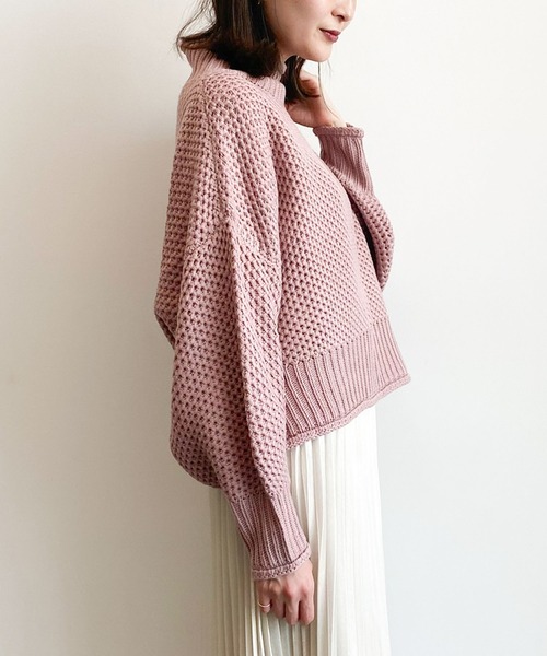 earth music&ecology(アースミュージックアンドエコロジー)の「カノコニットボトルネックプルオーバー *(ニット/セーター・レディース・ライトベージュ/ラベンダー/ミント/アイボリー・FREE)」の14枚目の写真