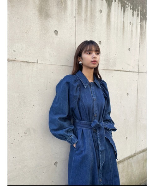 MOUSSY（マウジー）の「PUFF SLEEVE DENIM LONG ドレス