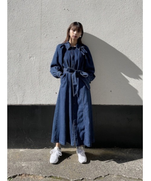 MOUSSY（マウジー）の「PUFF SLEEVE DENIM LONG ドレス