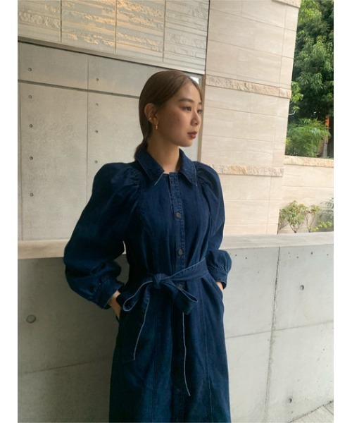 MOUSSY（マウジー）の「PUFF SLEEVE DENIM LONG ドレス