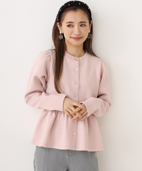 one after another NICE CLAUP（ワンアフターアナザーナイスクラップ）の「【Web限定】ペプラムカーディガントップス（Tシャツ/カットソー・レディース・アイボリー/モカ/ライトベージュ/ピンク・FREE）」の7枚目の写真