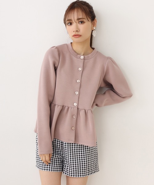 one after another NICE CLAUP（ワンアフターアナザーナイスクラップ）の「【Web限定】ペプラムカーディガントップス（Tシャツ/カットソー・レディース・アイボリー/モカ/ライトベージュ/ピンク・FREE）」の18枚目の写真