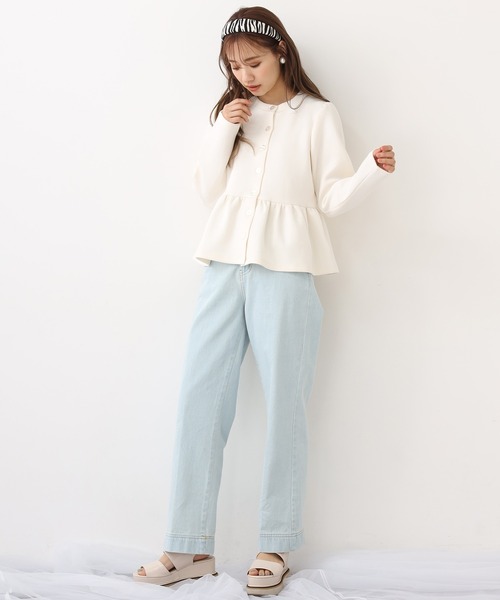 one after another NICE CLAUP（ワンアフターアナザーナイスクラップ）の「【Web限定】ペプラムカーディガントップス（Tシャツ/カットソー・レディース・アイボリー/モカ/ライトベージュ/ピンク・FREE）」の10枚目の写真