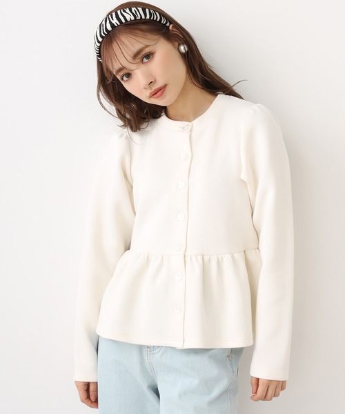 one after another NICE CLAUP（ワンアフターアナザーナイスクラップ）の「【Web限定】ペプラムカーディガントップス（Tシャツ/カットソー・レディース・アイボリー/モカ/ライトベージュ/ピンク・FREE）」の11枚目の写真