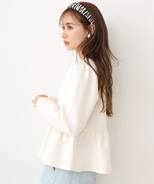 one after another NICE CLAUP（ワンアフターアナザーナイスクラップ）の「【Web限定】ペプラムカーディガントップス（Tシャツ/カットソー・レディース・アイボリー/モカ/ライトベージュ/ピンク・FREE）」の12枚目の写真