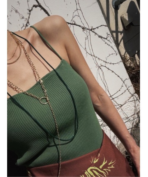 MORPH8NE / OFF CAMI CROPトップス キャミソール MOUSSY（マウジー）の「SQUARE RIB CAMI トップス（キャミソール