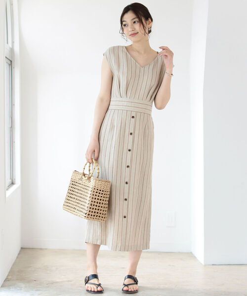 セール B Ming By Beams リトアニアリネン ボタン ワンピース 21ss 手洗い可能 ワンピース B Ming By Beams ビーミングバイビームス のファッション通販 Zozotown