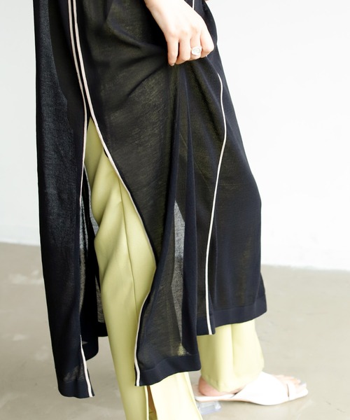 Birthday room（バースデイルーム）の「シアー ライン ロング パイピング ニット クルーネック ワンピース（ワンピース・レディース・ブラック/ベージュ/パープル/ライム・FREE）」の10枚目の写真