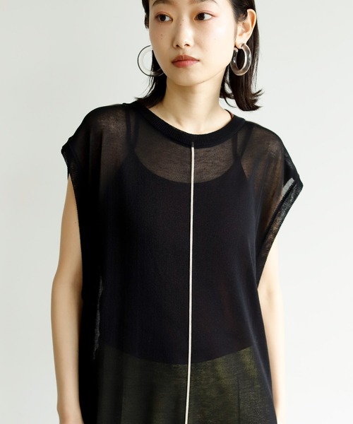 Birthday room（バースデイルーム）の「シアー ライン ロング パイピング ニット クルーネック ワンピース（ワンピース・レディース・ブラック/ベージュ/パープル/ライム・FREE）」の11枚目の写真