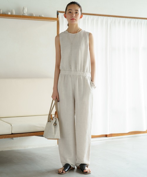 LOUNGEDRESS（ラウンジドレス）の「リネンロンパース（サロペット/オーバーオール・レディース・ブラック/アイボリー・FREE）」の20枚目の写真