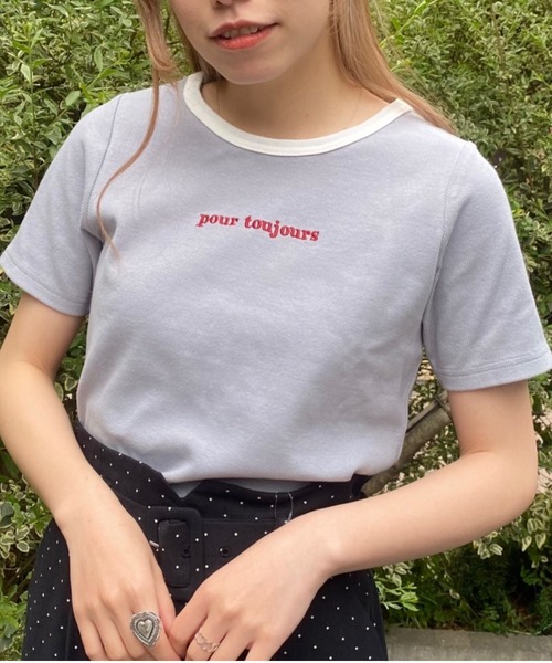 WEGO(ウィゴー)の「WEGO/ロゴ刺繍リブTシャツ(Tシャツ/カットソー・レディース・ホワイト系その他/ホワイト/グリーン/その他2/サックスブルー/その他1/アイボリー/ライトパープル/その他3/ライトブラウン/ブラック/ダークグリーン・FREE)」の9枚目の写真