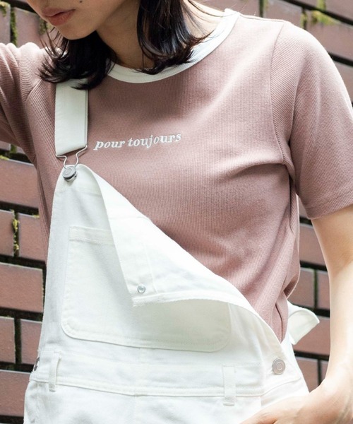 WEGO(ウィゴー)の「WEGO/ロゴ刺繍リブTシャツ(Tシャツ/カットソー・レディース・ホワイト系その他/ホワイト/グリーン/その他2/サックスブルー/その他1/アイボリー/ライトパープル/その他3/ライトブラウン/ブラック/ダークグリーン・FREE)」の6枚目の写真