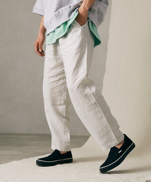 JOURNAL STANDARD relume（ジャーナルスタンダード　レリューム）の「FLANDERS LINEN PLAYING イージーパンツ（スラックス・メンズ・ブラック/ブラウン/ホワイト×ホワイト・SMALL/MEDIUM/LARGE）」の22枚目の写真