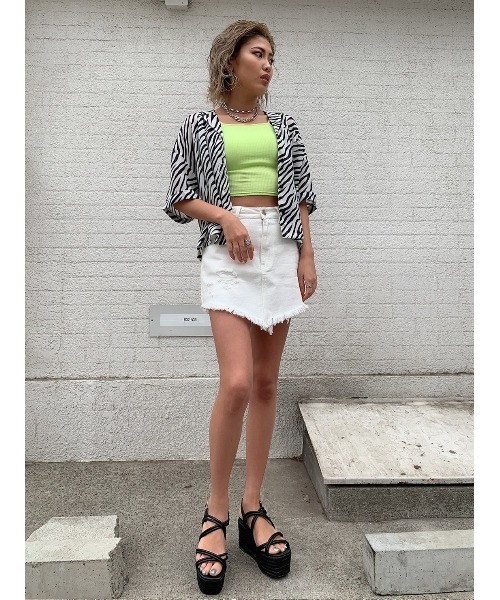 EGOIST（エゴイスト）の「インナー付ダメージデニムスカート（デニムスカート・レディース・ホワイト/ブルー・M/S）」の15枚目の写真