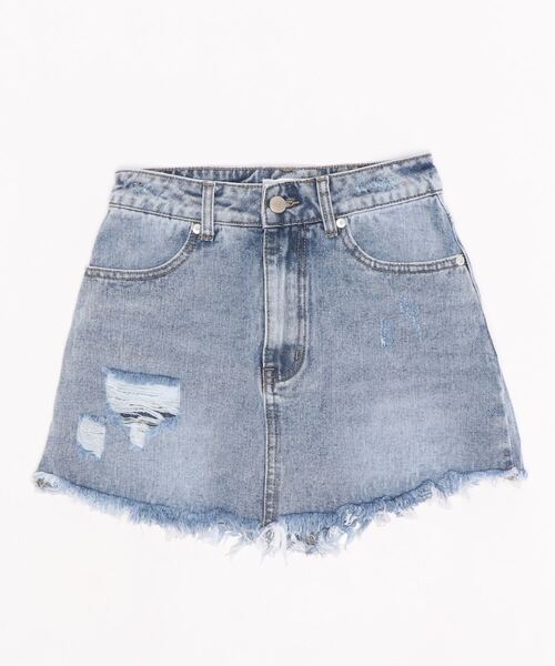 EGOIST（エゴイスト）の「インナー付ダメージデニムスカート（デニムスカート・レディース・ホワイト/ブルー・M/S）」の4枚目の写真