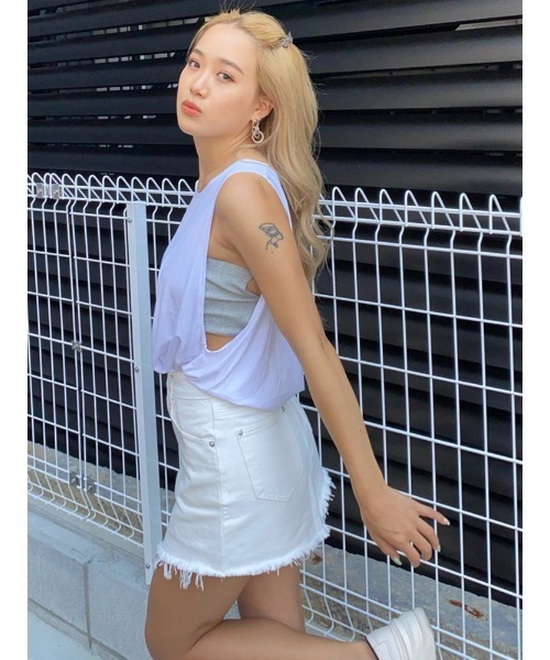 EGOIST（エゴイスト）の「インナー付ダメージデニムスカート（デニムスカート・レディース・ホワイト/ブルー・M/S）」の9枚目の写真