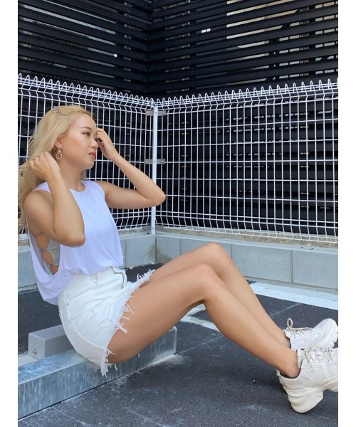 EGOIST（エゴイスト）の「インナー付ダメージデニムスカート（デニムスカート・レディース・ホワイト/ブルー・M/S）」の7枚目の写真